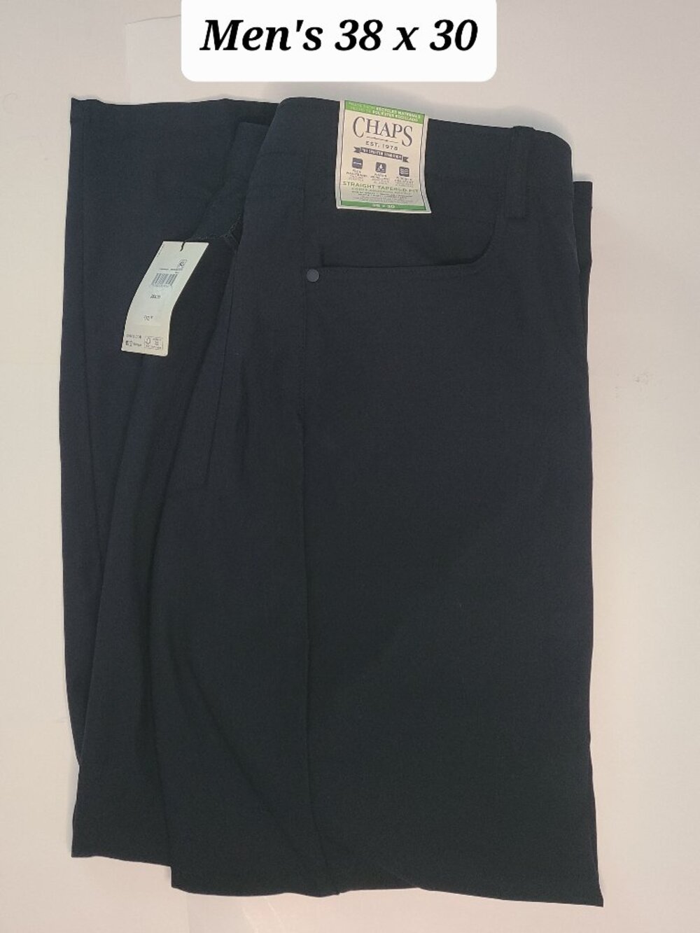 Chaps Ralph Lauren Straight Taper Fit Men's American Navy Pants Size 38 x 30 NWT